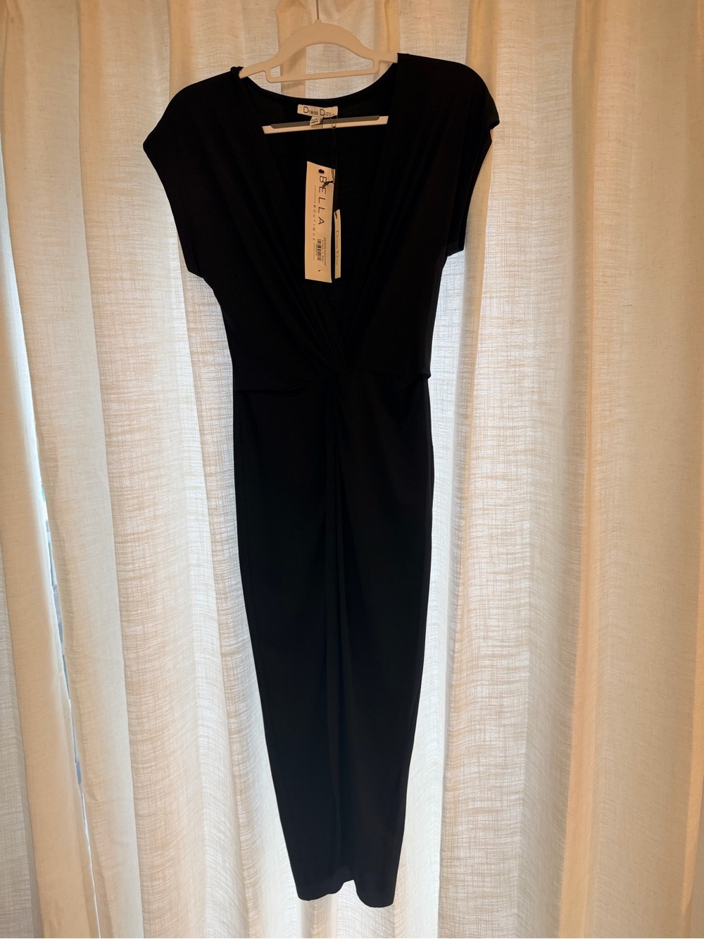 Twist-Front Black Maxi Dress - Women Size small NWT